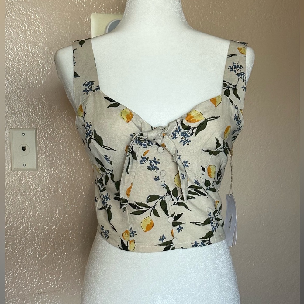 Monki Lemon and Floral Print Tank Top